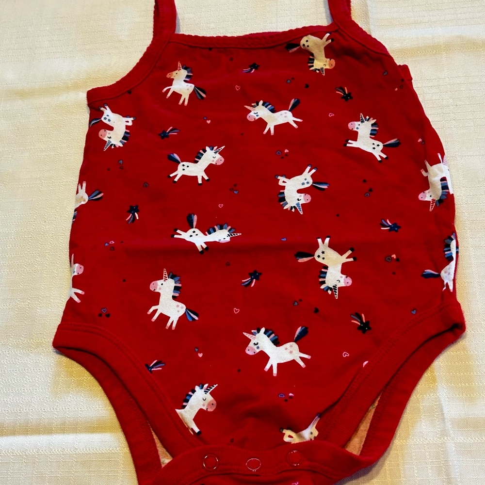 Garanimals Red and White Unicorn Summer Onesie. 18 Months